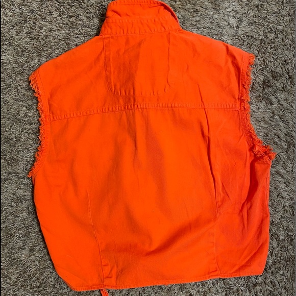 New, Bikers World, Orange Sleeveless Button Down - Picture 4 of 5